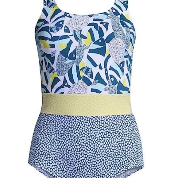 NWT Lands' End Womens Scoop Neck Soft Cup Tugless Belted 1 Piece Sz 16 $80 Z467 - Picture 4 of 4